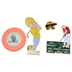 Jack Nicklaus Lot (2) Jack Pins (1) Golden Bear Pin & (1) Jack Poker Chip