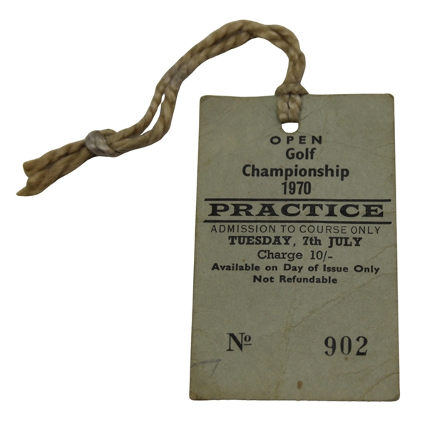 1970 The OPEN Championship Tuesday Ticket #902 w/Original String - Jack Nicklaus Win
