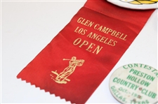Eight (8) Various Contestant Ribbons & Badges inc. PGA Championship, Glen Campbell Open & more