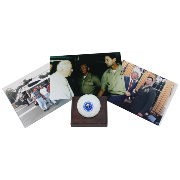 "Presidential Helicopter Golf Ball With Photos Of Pilot, Presidents Clinton, Bush & Pope John XXIII"