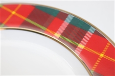 Six (6) Augusta National Clubhouse 2025 Holiday Party Red Tartan Pattern Porcelain Dishes