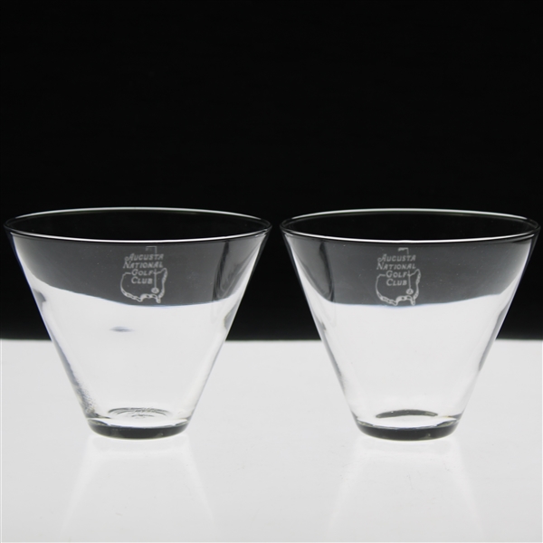 Pair of Augusta National Golf Club Sterling Cut Stemless Martini Glasses