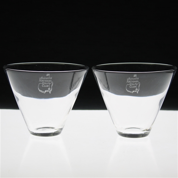 Pair of Augusta National Golf Club Sterling Cut Stemless Martini Glasses