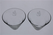Pair of Augusta National Golf Club Sterling Cut Stemless Martini Glasses