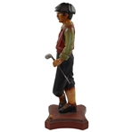 Classic Resin Sculpture of Golfer Holding Golf Club w/Ball on Base - Over 2ft!