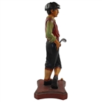 Classic Resin Sculpture of Golfer Holding Golf Club w/Ball on Base - Over 2ft!
