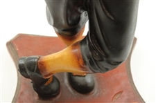 Classic Resin Sculpture of Golfer Holding Golf Club w/Ball on Base - Over 2ft!