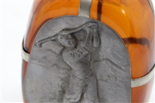 Amber Glass Pewter Golfer Decanter