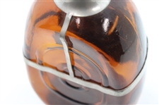 Amber Glass Pewter Golfer Decanter