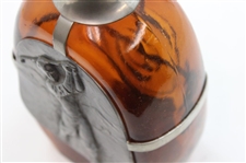 Amber Glass Pewter Golfer Decanter