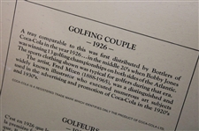1926 Golfing Couple Coca-Cola Metal Tray - 1973 Reproduction