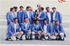 1991 Team USA Ryder Cup at Kiawah Island Team Photo on Beach w/USA Flag