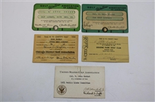 Col. R. Otto Probst Five (5) Credentials for The Golf Writers Assoc. 1950-53