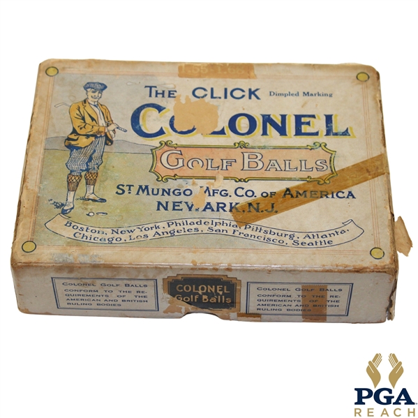 1920’s The Click Meshed Marking St. Mungo Mfg. Co. Colonel Golf Balls Box