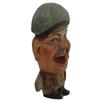 Wood Carved & Hand Painted Golfer w/Golf Bag 