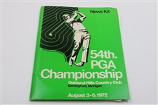 1972 PGA Championship at Oakland Hills News Kit w/Parking Passes, Media Bag, 13 Pinbacks & more