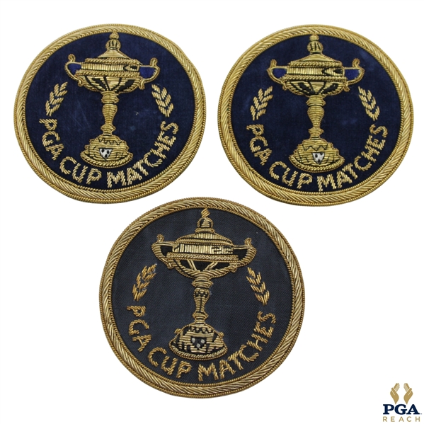 Three (3) Undated PGA Cup Matches Circle Bullion Crests Patches