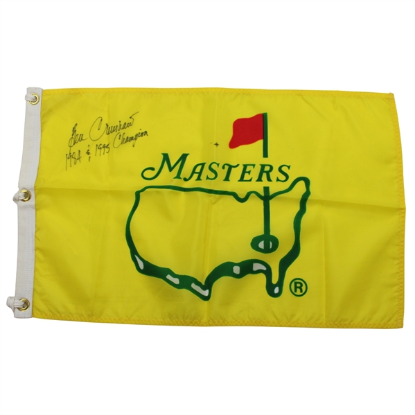 Ben Crenshaw Signed Classic 1995 Masters Yellow w/Green Outline Screen Flag w/Dates JSA ALOA