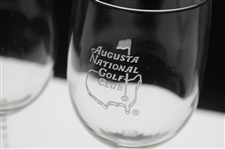 Pair of Augusta National Golf Club Members Logo White Wine Glasses