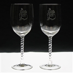 Pair of Augusta National Golf Club Members Logo White Wine Glasses