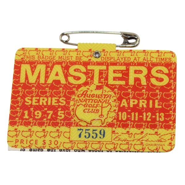 1975 Masters Tournament SERIES Badge #7559 - Jack Nicklaus Winner