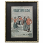 1900 The Ladies Home Journal Red Coats In Snow Golf Scene Magazine - Framed