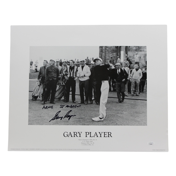 Gary Player Signed Arnie St. Andrews 16” x 20” Poster JSA COA #CE33696
