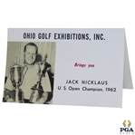 c.1962 Jack Nicklaus Ohio Golf Exhibition Advertising Card Feat US Open Win