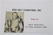 c.1962 Jack Nicklaus Ohio Golf Exhibition Advertising Card Feat US Open Win