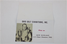 c.1962 Jack Nicklaus Ohio Golf Exhibition Advertising Card Feat US Open Win