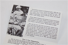 c.1962 Jack Nicklaus Ohio Golf Exhibition Advertising Card Feat US Open Win
