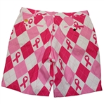 John Daly Signed Personal Pink Tartan Cancer Ribbon LoudMouth Shorts JSA ALOA
