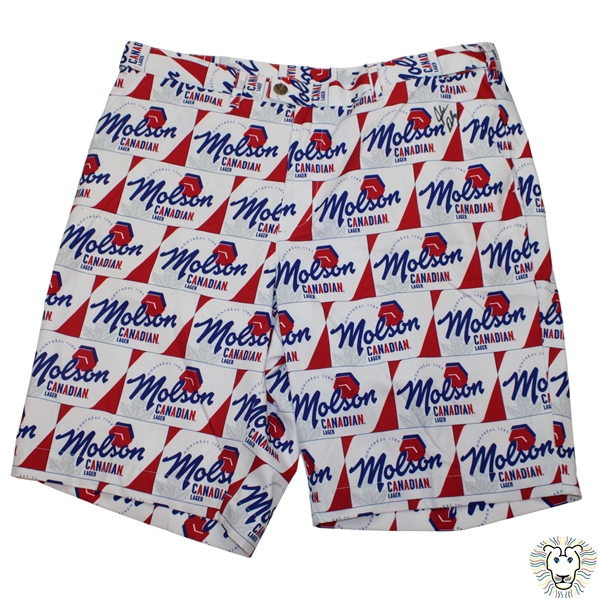 John Daly Signed Personal Molson Canadian Lager White LoudMouth Shorts JSA ALOA