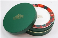 Six (6) Augusta National Clubhouse 2025 Holiday Party Red Checker Pattern Porcelain Dishes
