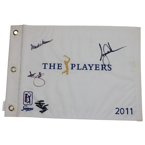 Tiger Woods & others Signed 2011 The Players Embroidered Flag JSA ALOA