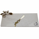 Augusta National Golf Club Exclusive Flowering Peach Marble Serving Platter w/Knife in Box by Artist Michael Aram