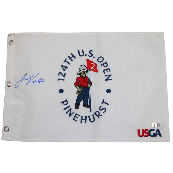 Jake Knapp Signed 2024 US Open at Pinehurst Embroidered Flag BAS #AD54722