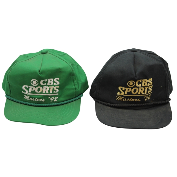1992 & 1996 CBS Sports Masters Tournament Green & Black Hats