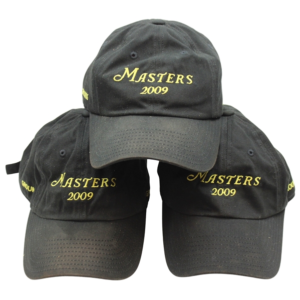 Three (3) 2009 Masters Tournament Black GROUNDS Hats