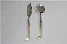 Sterling Spoon And Butter Knife With Pearl Handles In Original Fitted Case