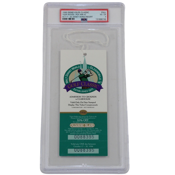 1996 Disney Oldsmobile Golf Classic Ticket - Tiger PGA Win #2 PSA VG-EX 4
