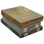 Group Of 3 Original Golf Clothes Boxes With Outstanding  Golf Scenes To Covers