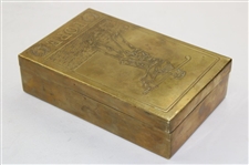 Circa 1910 Lidded Brass Box with Post-Swing Golfer