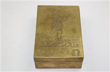 Circa 1910 Lidded Brass Box with Post-Swing Golfer