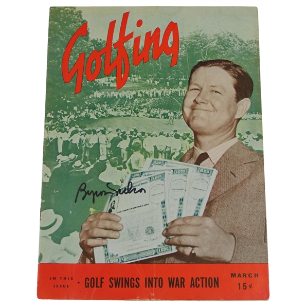 Byron Nelson Signed March 1942 Golfing Magazine JSA ALOA