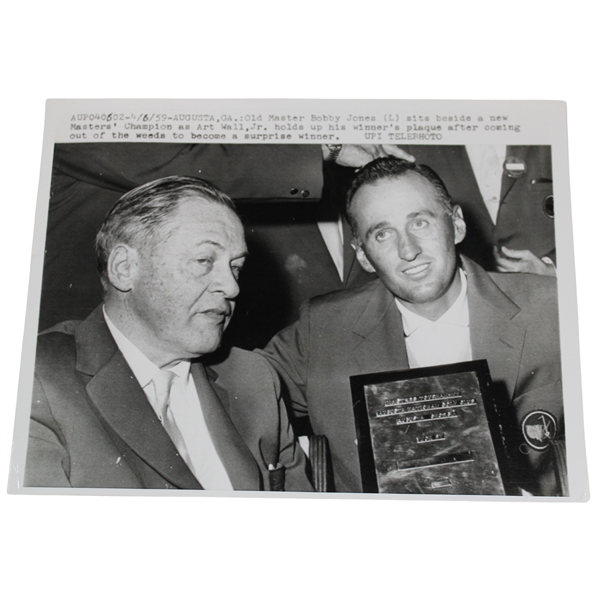 Bobby Jones Presents Masters Winners Plaque to Art Wall Press Photo