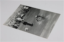 Arnold Palmer & Caddy Fishing Ball Out of Water at 1961 Open Championship  Press Photo