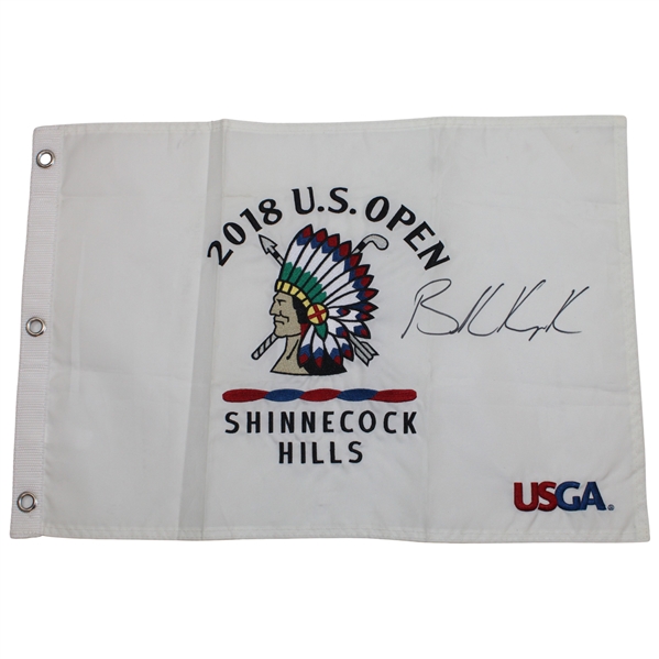 Brooks Koepka Signed 2018 US Open at Shinnecock Hills Embroidered Flag JSA ALOA