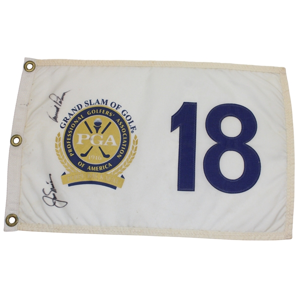 Arnold Palmer & Jack Nicklaus Signed Grand Slam of Golf Screen Flag JSA ALOA