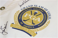 Arnold Palmer & Jack Nicklaus Signed Grand Slam of Golf Screen Flag JSA ALOA